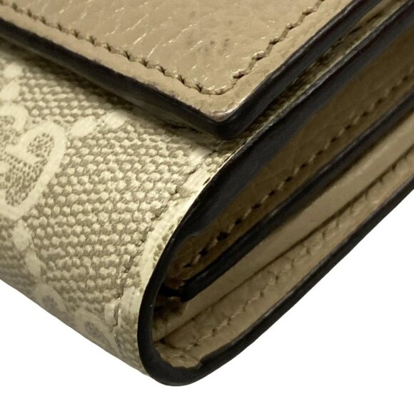 GUCCI Double G bi-color medium wallet/GG Marmont 598587 Beige Gray Cream - Picture 5 of 12